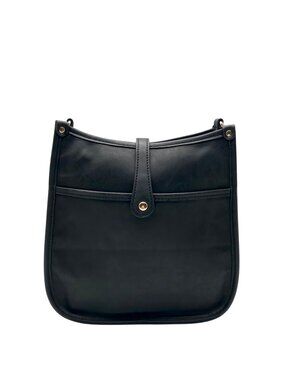 Threaded Pear Sleek Black Leather Tote Bag